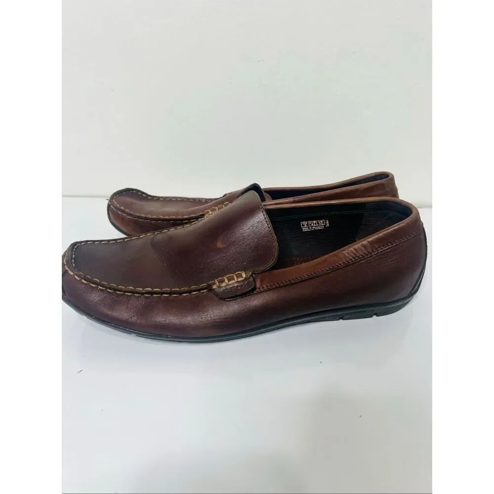 GEOX Respira Brown Leather Men's Slip On Driving Loafers Size 10